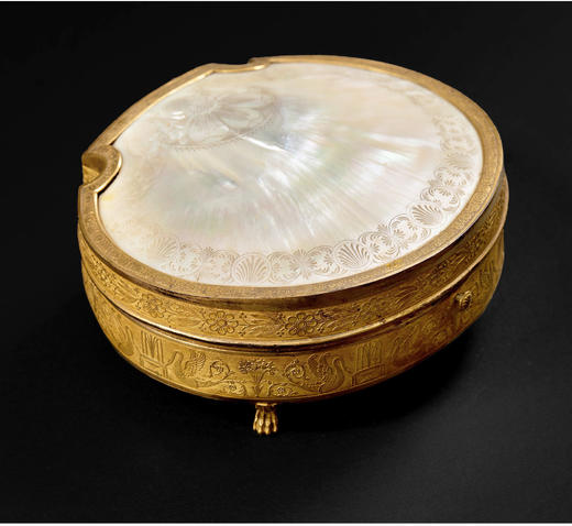 独角鹿西洋古董法国卢浮宫回廊商店天鹅雕饰铜鎏金嵌母贝缝纫套件 商品图1