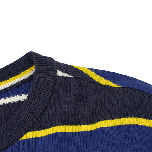 GOOD LUCK德鲨纯羊毛彩色条纹圆领休闲针织毛衫L283219-875 商品图7