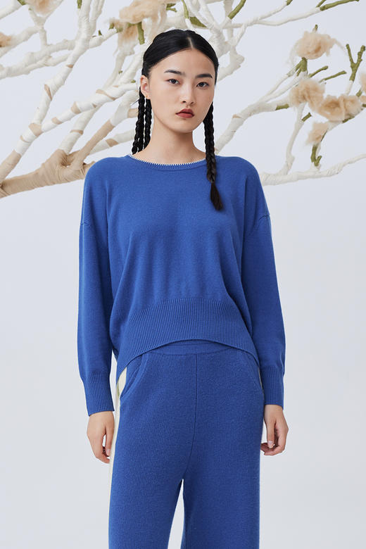  手绣领边羊绒针织女套衫 SJF93W162A 商品图3