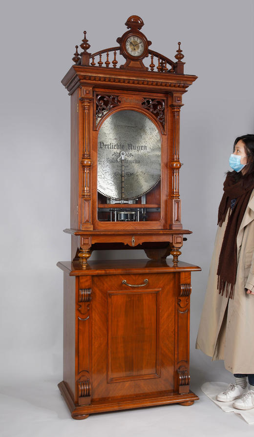 独角鹿西洋古董德国polyphon品牌橡木胡桃木唱盘投币立式音乐柜 商品图1