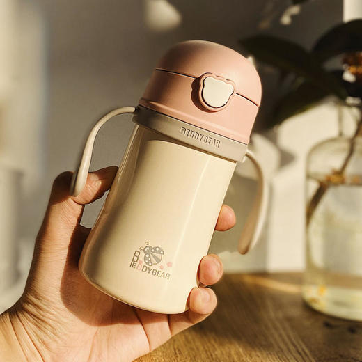 韩国杯具熊儿童保温杯带吸管便携两用男女宝宝学饮幼儿园防摔水壶 商品图2