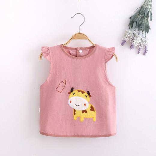 【外层纯棉 里层防水】儿童春夏吃饭无袖围兜宝宝反穿衣婴儿防水防污针织卡通罩衣 商品图2