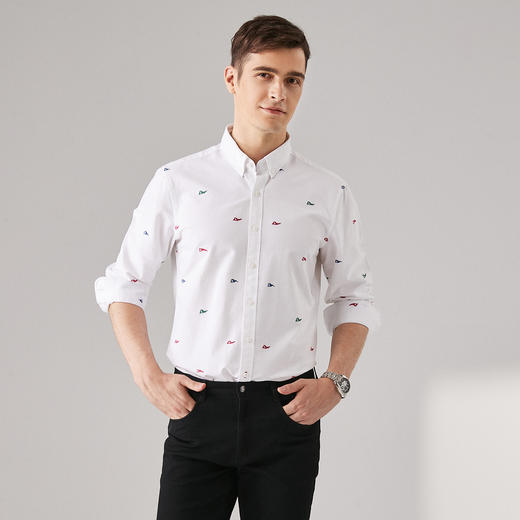 GOOD LUCK/德鲨百分百棉亲肤柔软百搭休闲长袖衬衫L291208 商品图8