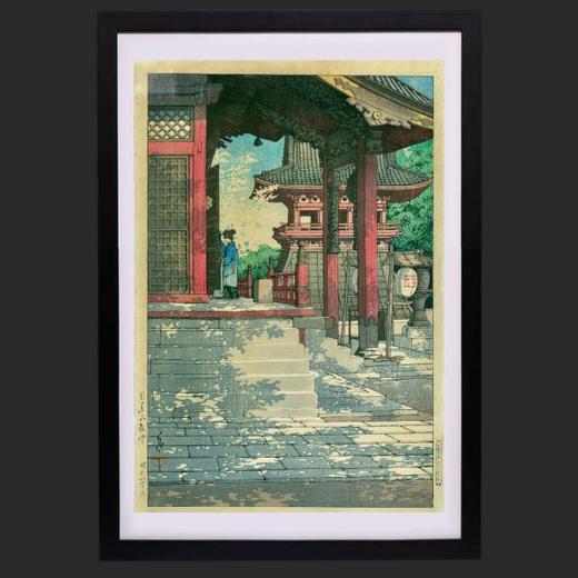 独角鹿西洋古董日本昭和时代新版画大师川濑巴水《目黒不動堂》 商品图0