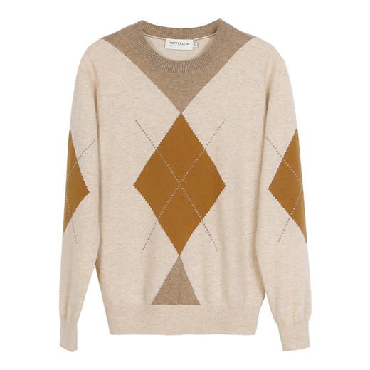 METTE羊绒世家21年新品女士100%山羊绒衫菱形图案圆领套头针织衫 商品图5