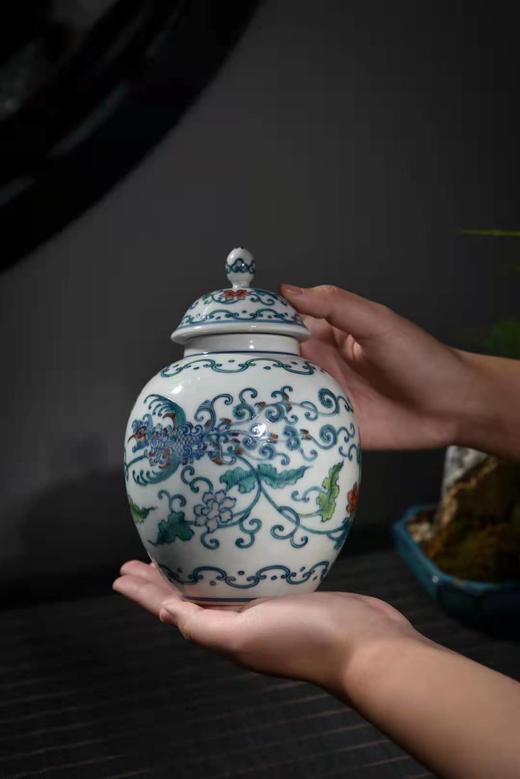 斗彩凤穿牡丹纹盖罐 商品图0