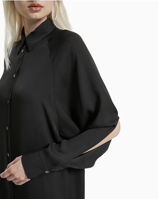 Calvin Klein 女装不规则镂空长袖衬衫W44363T400 商品图2