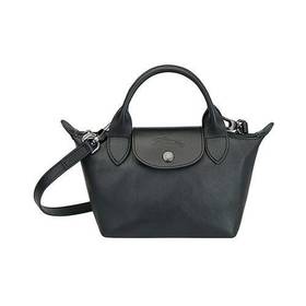 LONGCHAMP 女士黑色羊皮mini手提斜挎包 1500757001