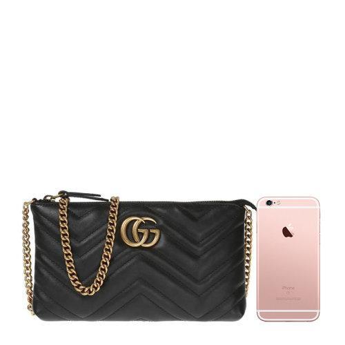 GUCCI/古驰  女士黑色牛皮双G上拉链斜挎包单肩包女包 443447-DRW1T-1000 商品图4