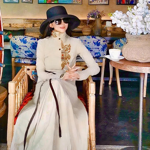 【50周年纪念款】浮生辞刺绣连衣裙| 杨丽萍老师同款 | 黄色 杏色 红色 | 长短袖可选 商品图11