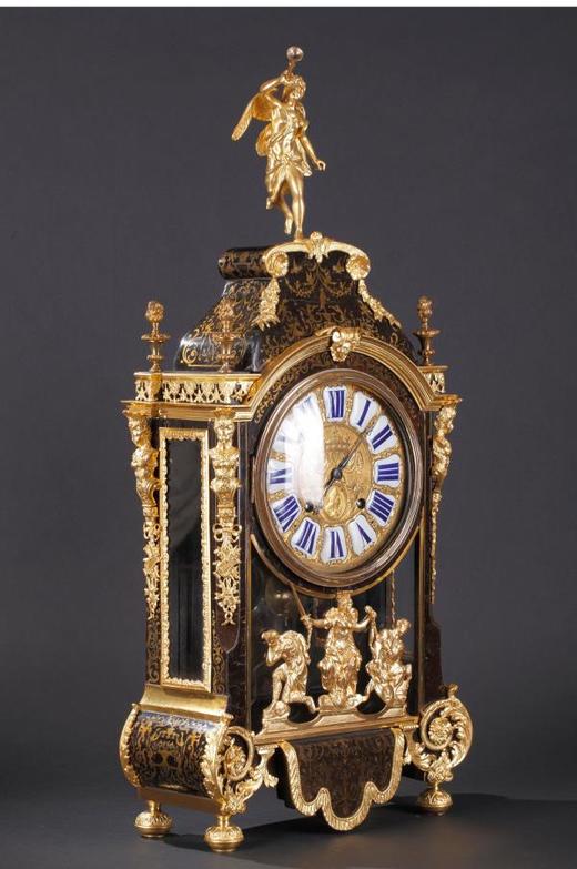 独角鹿西洋古董18世纪初法国路易十四时期铜鎏金布勒镶嵌座钟挂钟 商品图1