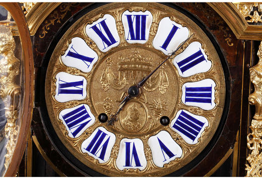 独角鹿西洋古董18世纪初法国路易十四时期铜鎏金布勒镶嵌座钟挂钟 商品图2