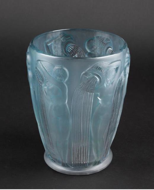 独角鹿西洋古董摆件法国LALIQUE莱俪DANAIDES淡蓝色欧泊水晶花瓶 商品图1