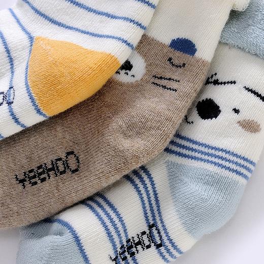 英氏新生婴儿加绒加厚保暖袜子宝宝3双装棉袜冬季YIWBJ31098A01 商品图4
