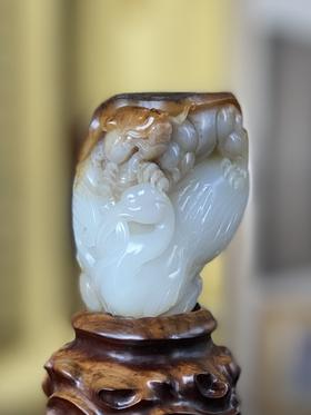 和田玉（白玉）籽料挂件--龙龟贺寿245.42g