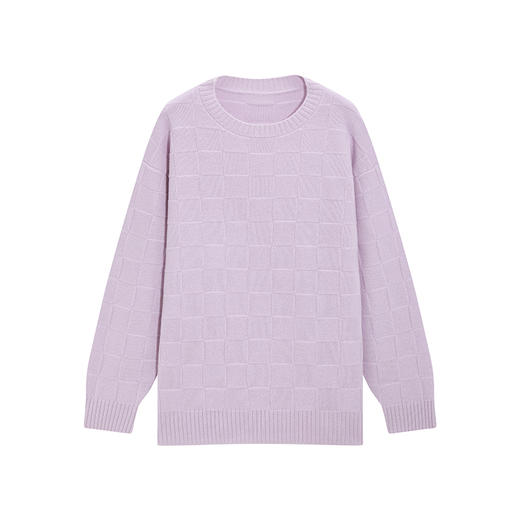 加厚重磅100%进口苏格兰邓肯羊绒显白减龄棋盘格纹圆领套头衫FJ29521N 商品图7