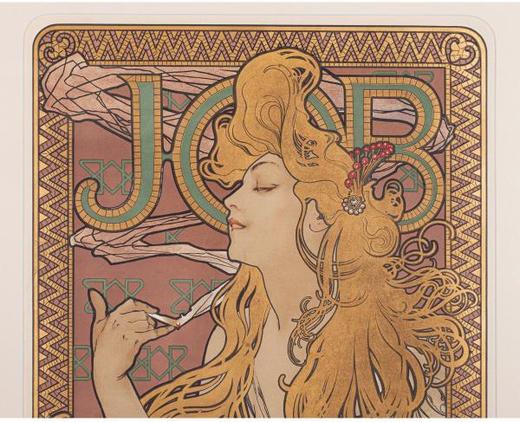 独角鹿西洋古董捷克国宝级大师穆夏签名经典原版石版画《Job》 商品图2