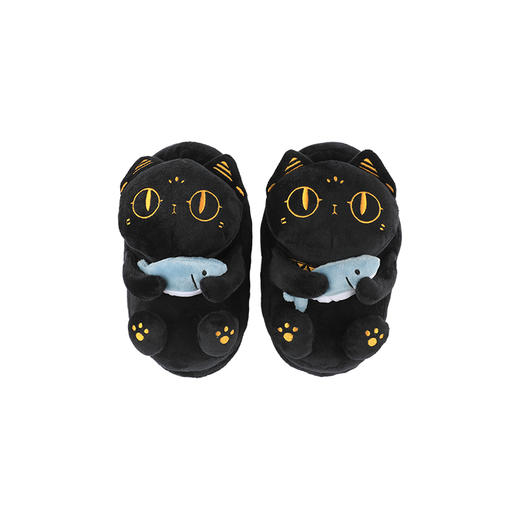 大英博物馆官方安德森猫和她的朋友们系列巴斯特摸鱼毛绒拖鞋 商品图4