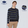 GOOD LUCK德鲨纯羊毛彩色条纹圆领休闲针织毛衫L283219-875 商品缩略图0