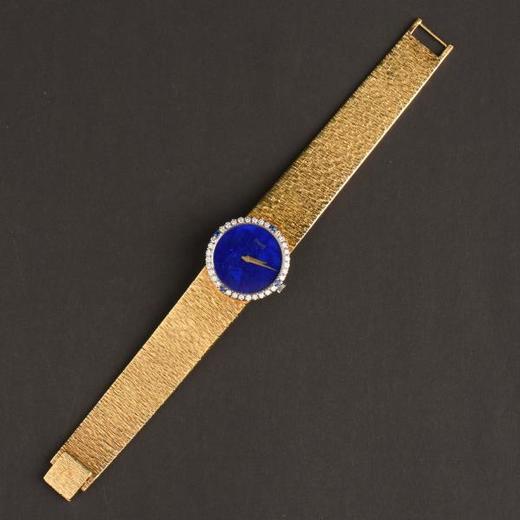 独角鹿西洋古董瑞士二手手表青金石18K金镶钻石蓝宝石机械女腕表 商品图2