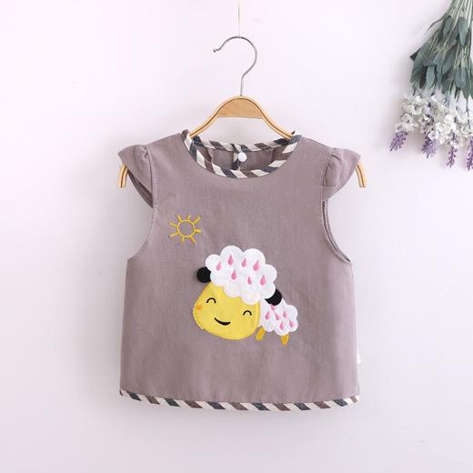 【外层纯棉 里层防水】儿童春夏吃饭无袖围兜宝宝反穿衣婴儿防水防污针织卡通罩衣 商品图13