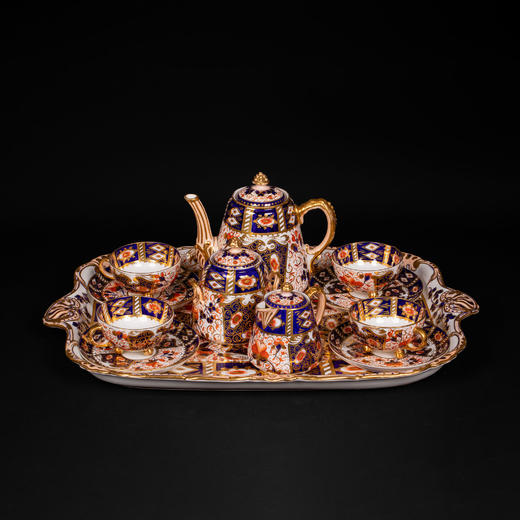 独角鹿西洋古董Davenport伊万里纹样彩绘描金4人下午茶瓷器套装 商品图0