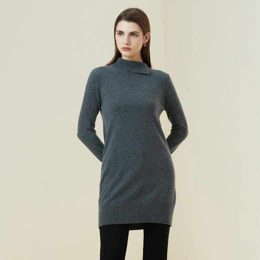 METTE羊绒世家21年女中长款针织100%山羊绒衫高领套头修身打底衫 商品图3