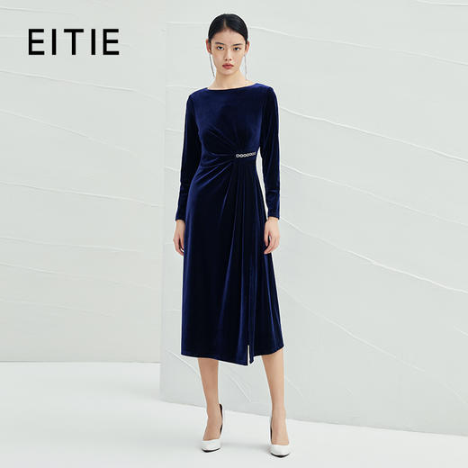 EITIE爱特爱冬季新品优雅修身显瘦开叉连衣裙6807527 商品图5