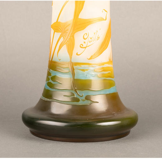 独角鹿西洋古董法国南锡派埃?尔·加莱紫藤花脱蜡铸造水晶花瓶 商品图4