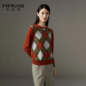 皮皮狗女式圆领菱形套衫8245212828