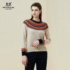 METTE羊绒世家冬新品女士100%山羊绒衫时尚圆领套头撞色加厚毛衣 商品缩略图0