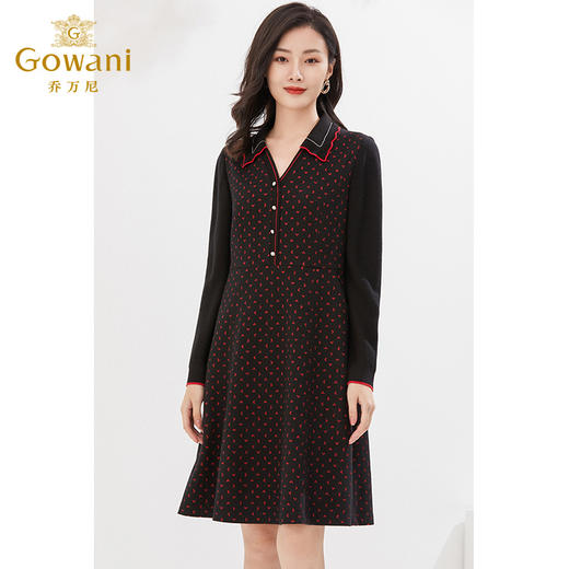 乔万尼秋冬新款绵羊毛连衣裙收腰V领显瘦EI4E649 商品图1