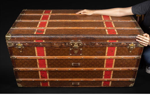 独角鹿西洋古董路易威登Monogram经典老花款彩绘条纹旅行箱行李箱 商品图4