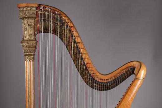 独角鹿西洋古董1889年法国Erard工坊签名出品枫木竖琴 商品图3