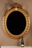 独角鹿西洋古董法国路易十六古典茛苕雕饰木胎灰墁鎏金椭圆形挂镜 商品缩略图1