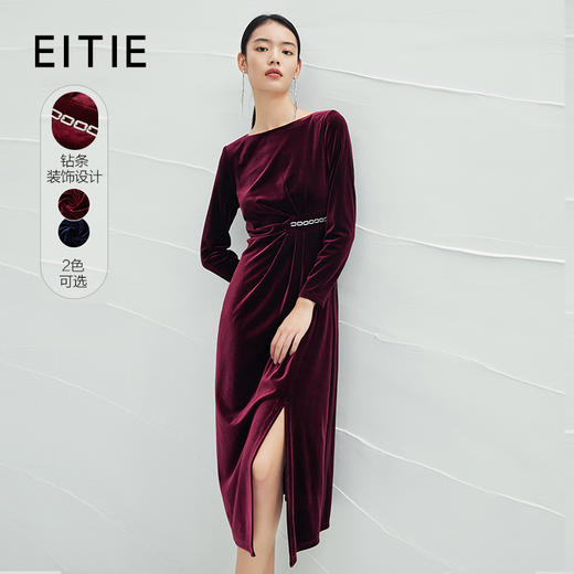 EITIE爱特爱冬季新品优雅修身显瘦开叉连衣裙6807527 商品图0