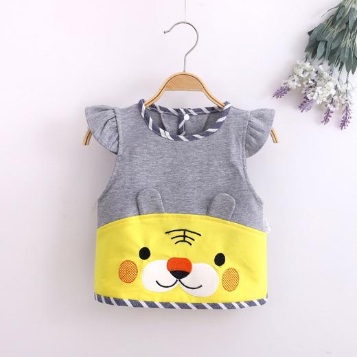 【外层纯棉 里层防水】儿童春夏吃饭无袖围兜宝宝反穿衣婴儿防水防污针织卡通罩衣 商品图8