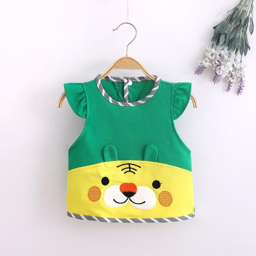 【外层纯棉 里层防水】儿童春夏吃饭无袖围兜宝宝反穿衣婴儿防水防污针织卡通罩衣 商品图3
