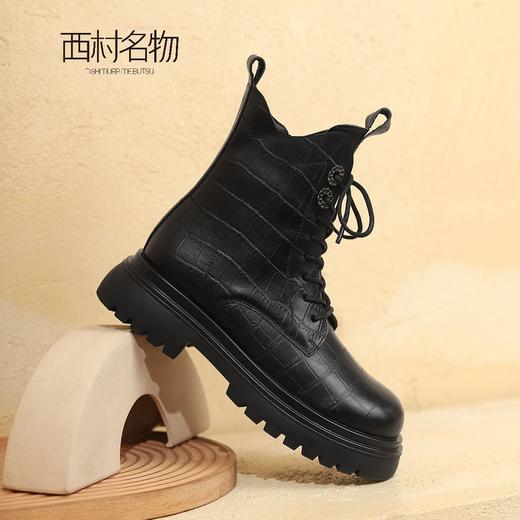 西村名物2021冬季新款时尚低帮马丁靴系带T21DS45851 商品图0