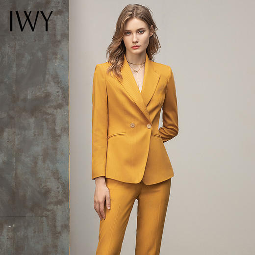 IWY/西装套装女黄色高档职业装气质女神范时尚正装套裤工作服CP11348 商品图0