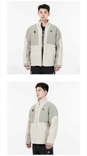 阿迪达斯男装 2021冬季新款武极系列运动服跑步训练健身舒适防风休闲羊羔绒外套立领夹克H40244