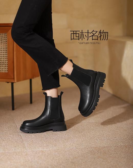 西村名物2021秋冬季款净版厚底潮流烟囱靴中跟休闲女鞋T21DS45841 商品图1