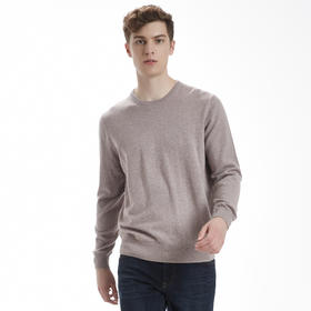 羊绒世家秋冬款纯山羊绒衫男青年商务休闲毛衣圆领宽松打底针织衫