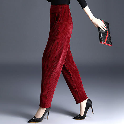 束脚长裤子女秋冬季新款高腰直筒裤宽松显瘦灯芯绒休闲萝卜裤百搭 HH2341 商品图2