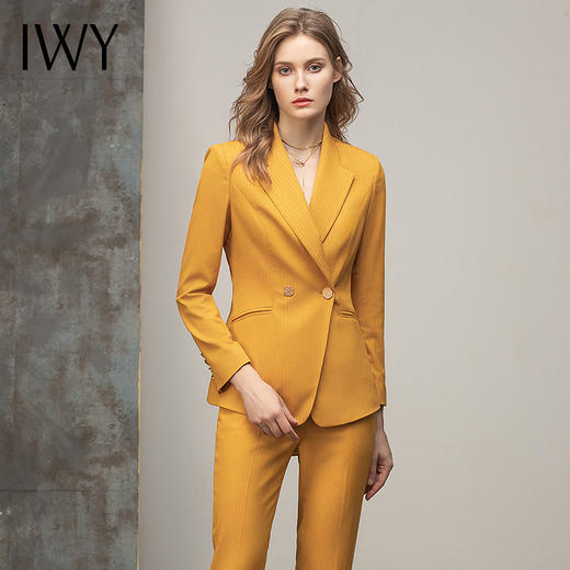 IWY/西装套装女黄色高档职业装气质女神范时尚正装套裤工作服CP11348 商品图5