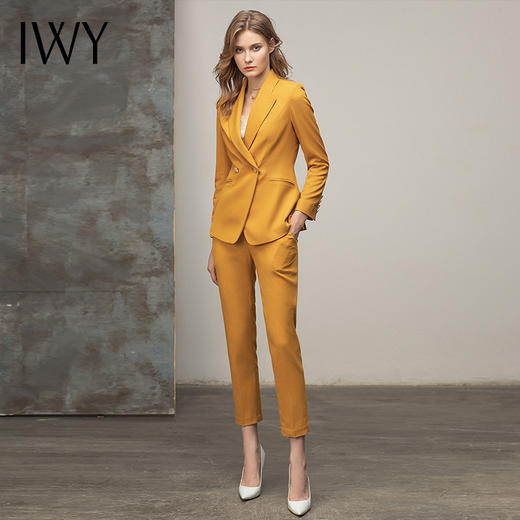 IWY/西装套装女黄色高档职业装气质女神范时尚正装套裤工作服CP11348 商品图8