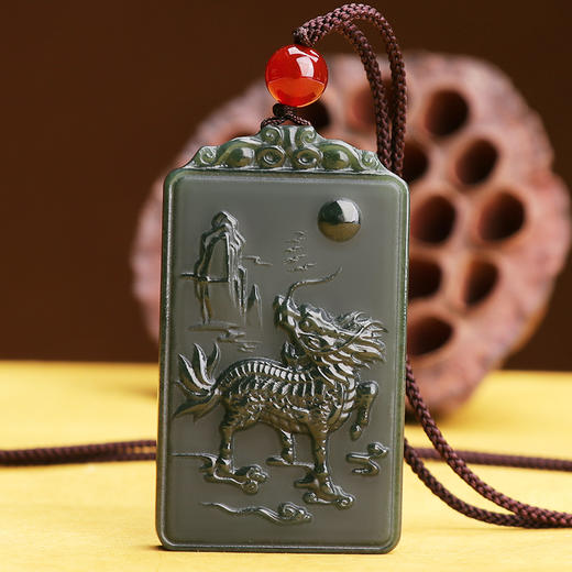 【和田青玉麒麟挂件】带证书 商品图2