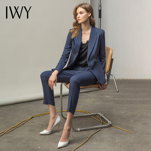 IWY/西装套装女黄色高档职业装气质女神范时尚正装套裤工作服CP11348 商品图13