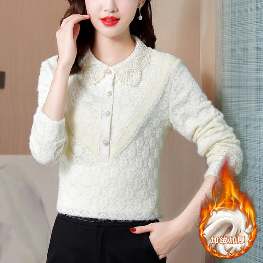 MZ  116673洋气加绒打底衫潮款POLO领衬衫 商品图1