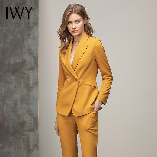 IWY/西装套装女黄色高档职业装气质女神范时尚正装套裤工作服CP11348 商品图9